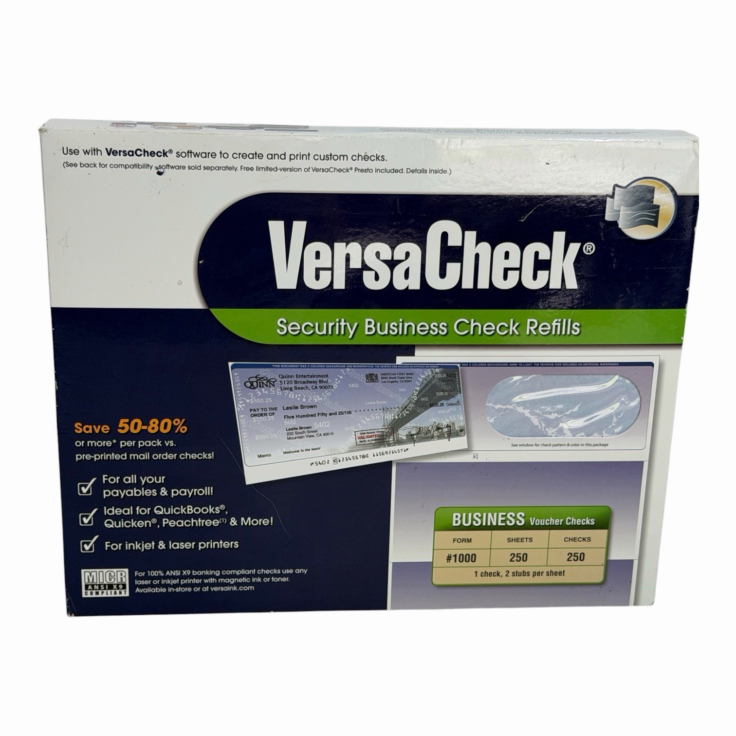 Versacheck Security Business Voucher Check Refill Form #1000 Unopened Sealed