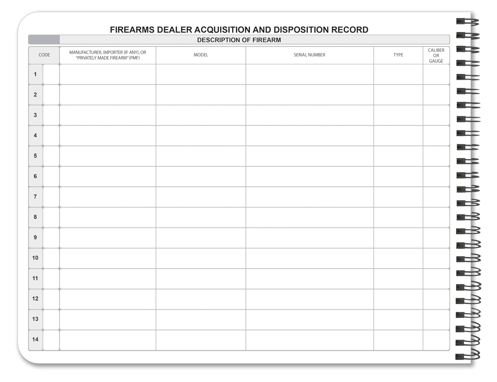 BookFactory Firearms Acquisition and Disposition A&D Gun Log Book 100 pages