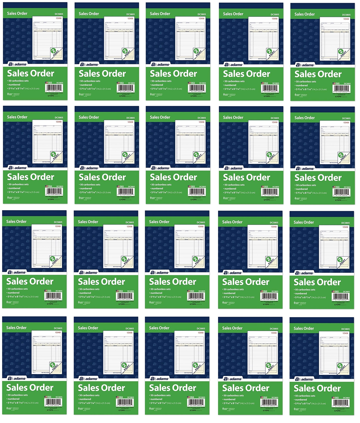 Adams Carbonless Sales Order Book 50 Sets 2 Part with Receipt Numbers