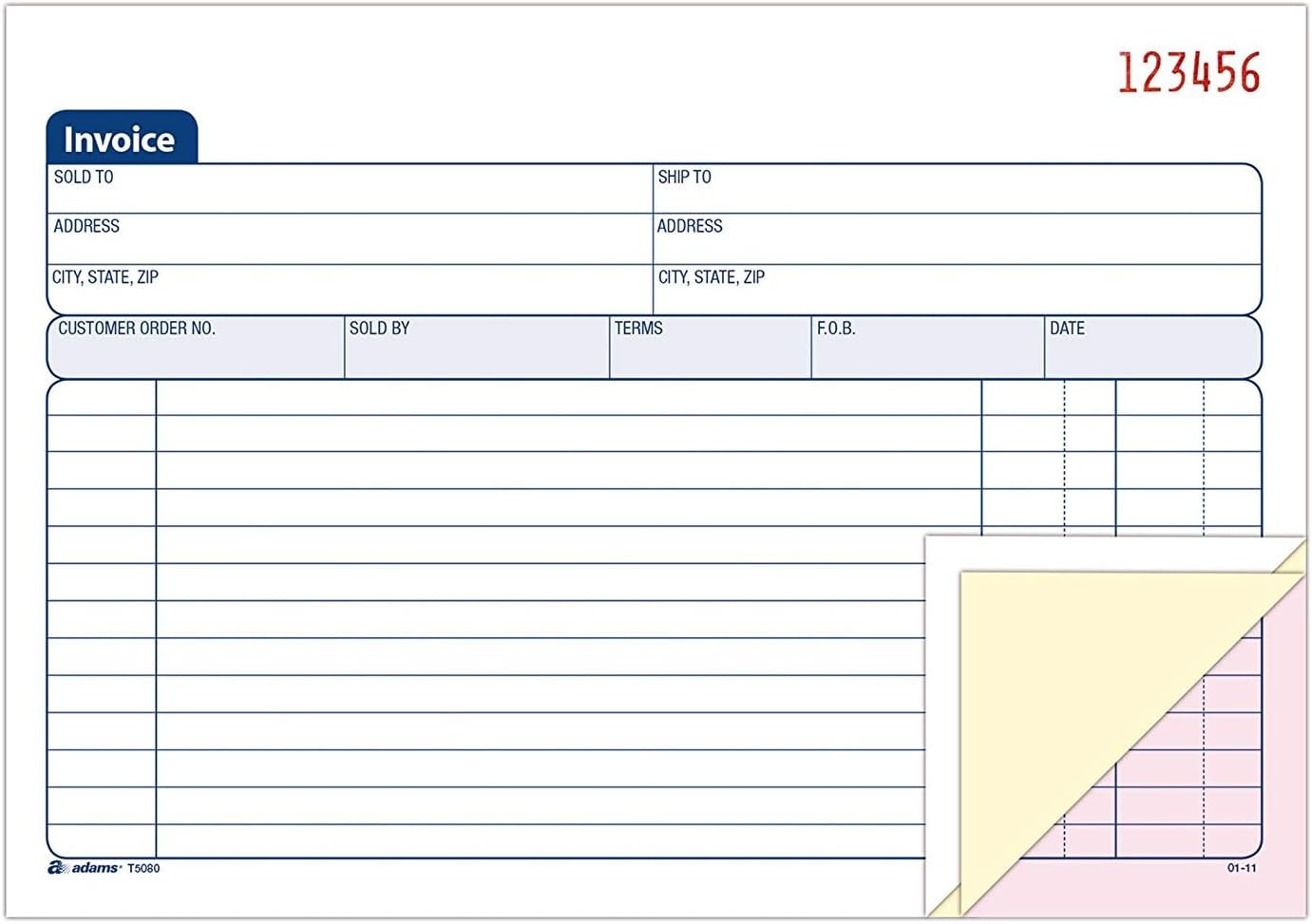 Invoice Book, 3-Part, Carbonless, 5-9/16 x 8-7/16 Inches, 50 Sets per Book (T508