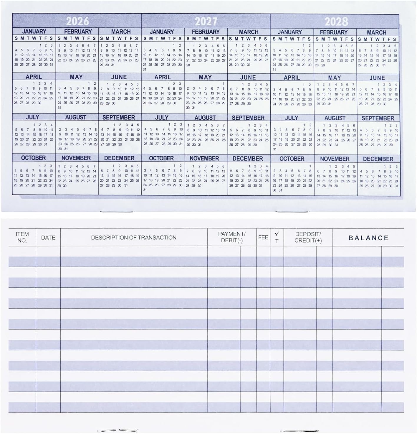 20 Pack Checkbook Register Check Registers for Personal Blank Ledger Transaction