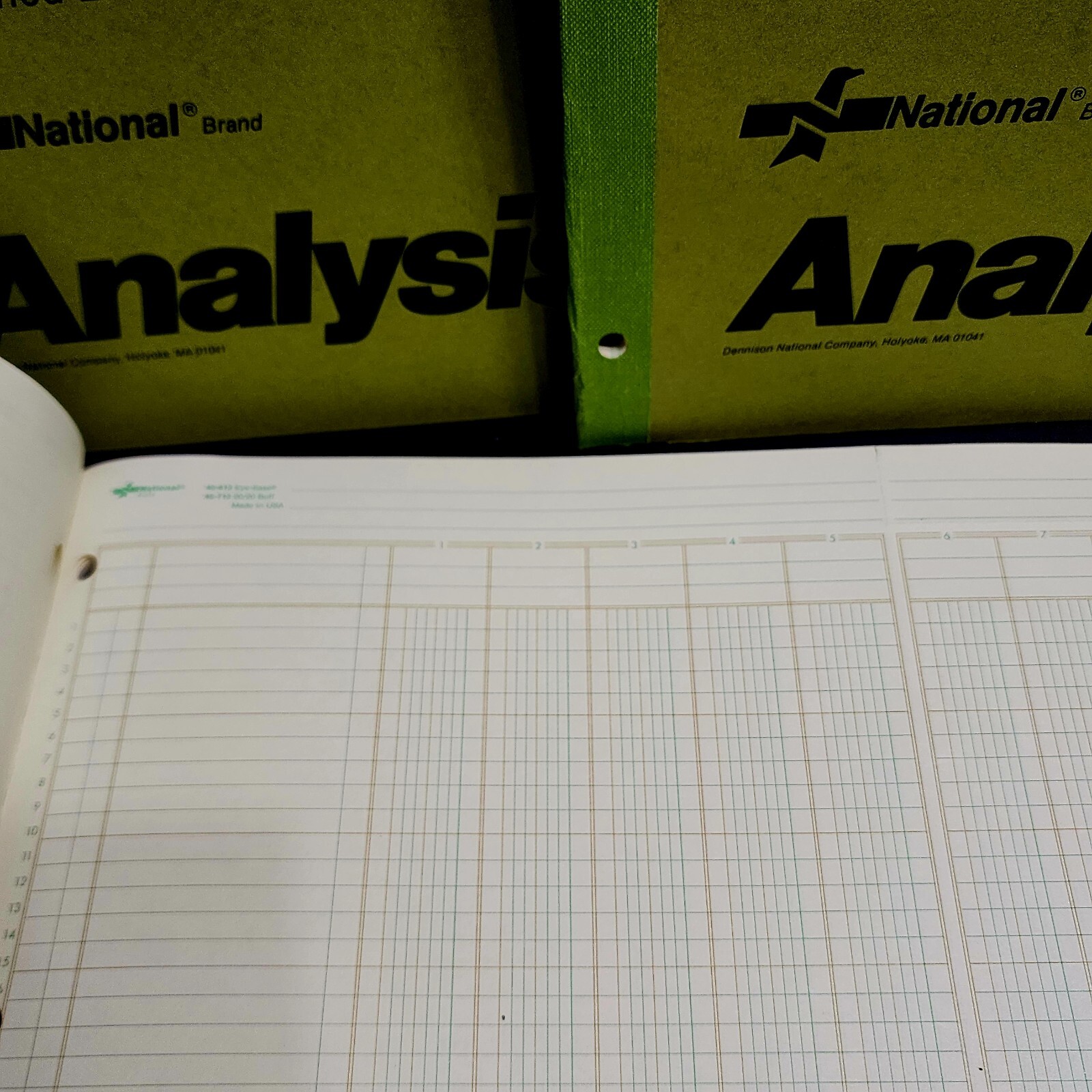3 Pack NATIONAL Analysis Pad 13 Column Green Paper 11 X 16 3/8 100 Sheets 45-613