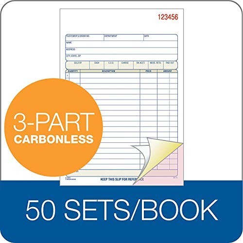 Sales Order Book 3 Part Carbonless White Canary Pink 5.56 x 8.44 Inch 50 Sets 5