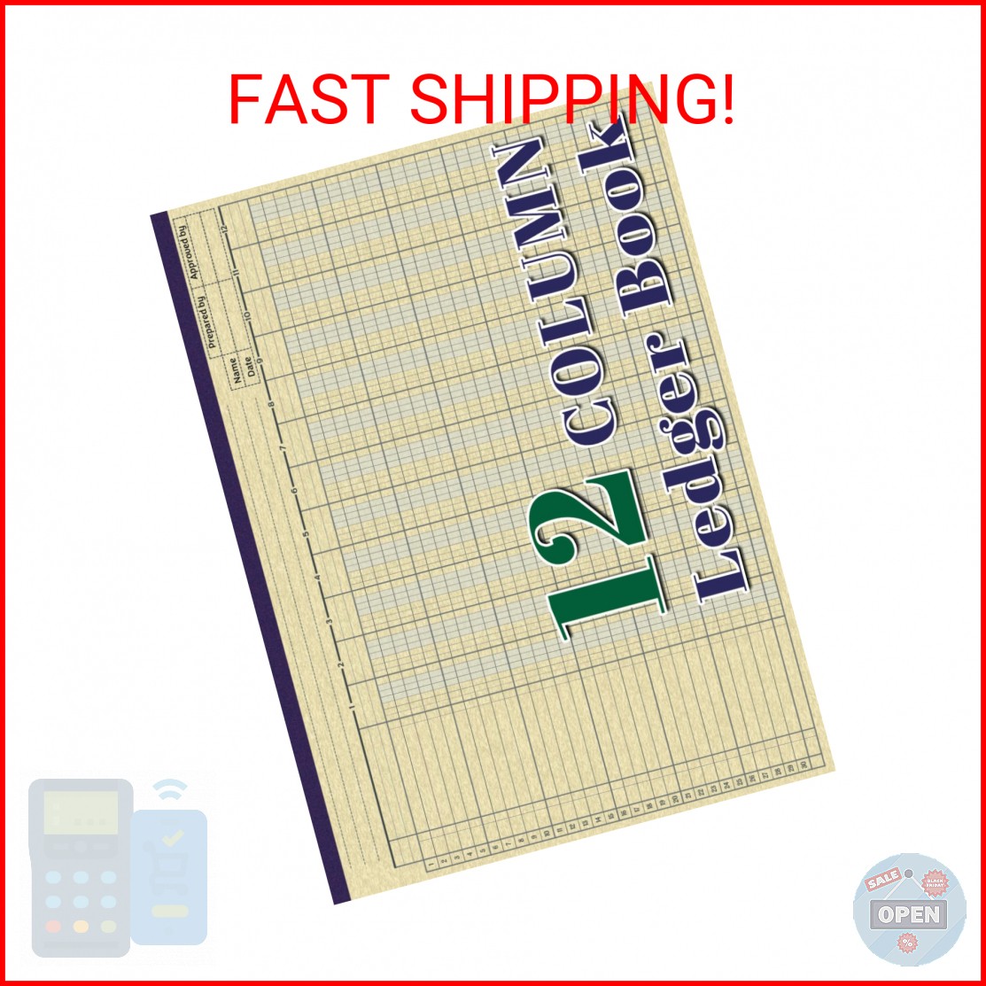 12 Column Ledger Book: Large Print Accounting Ledger Book for Bookkeeping | 12 C