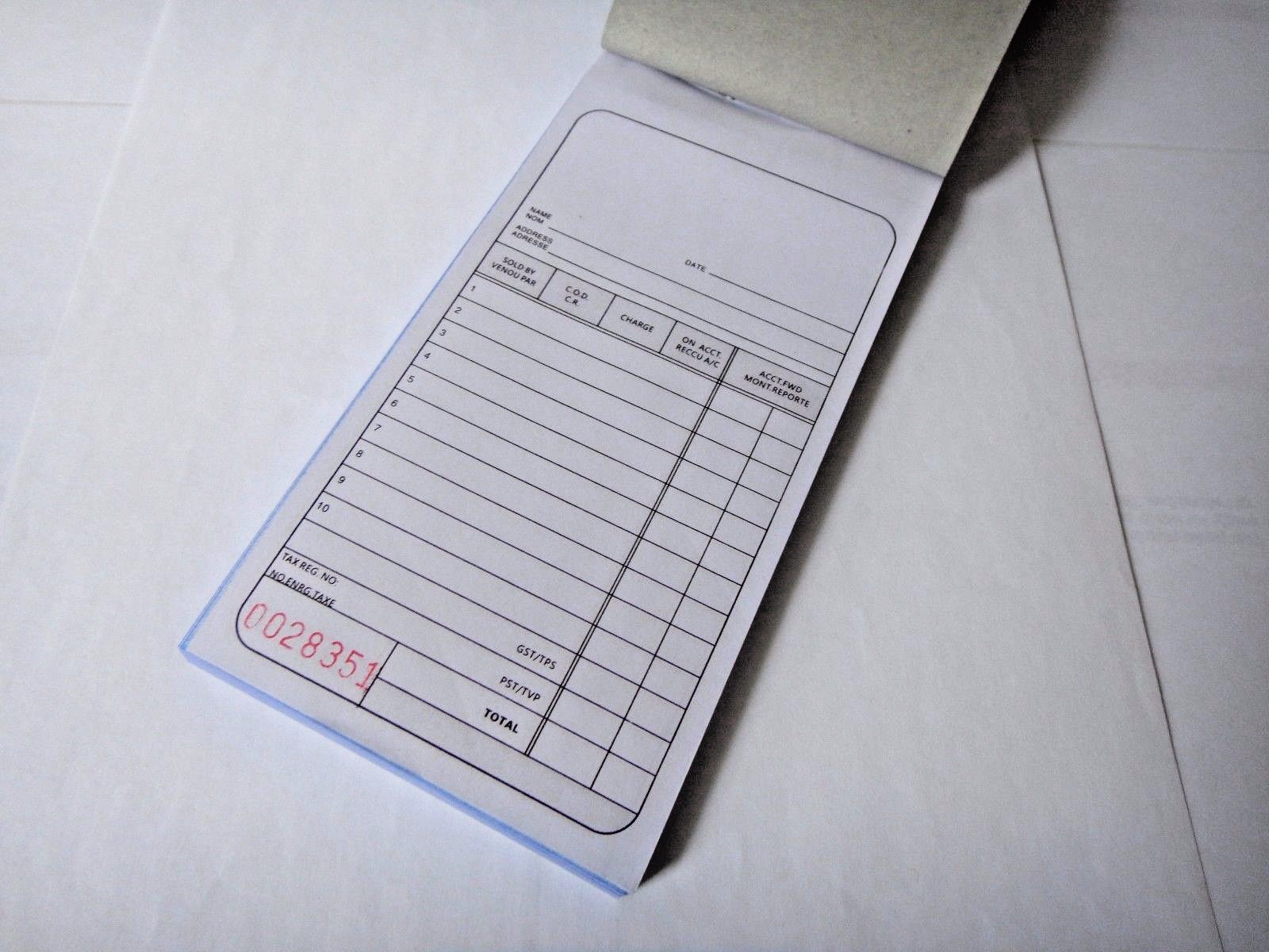 Sales Book Order Receipt Invoice Duplicate Carbonless 50 sets 3.30 x 6.80″ USA