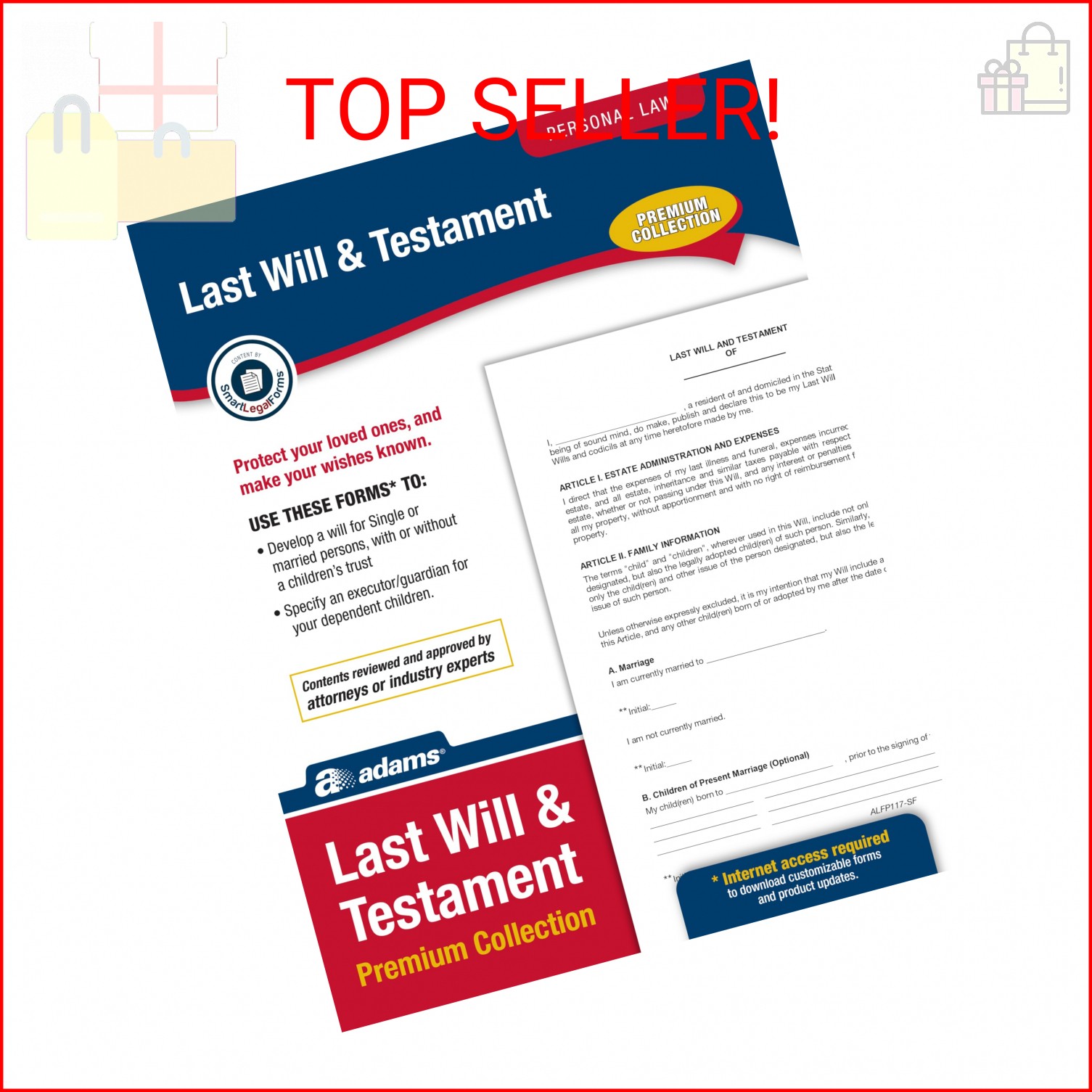 Adams Last Will & Testament Forms, Downloadable, Fillable Forms in PDF or Word P