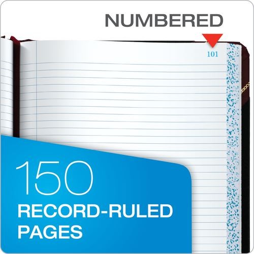 BORG21150R Log Book, Record Rule, Black/Red Cover, 150 Pages, 10 3/8 x 8 1/8