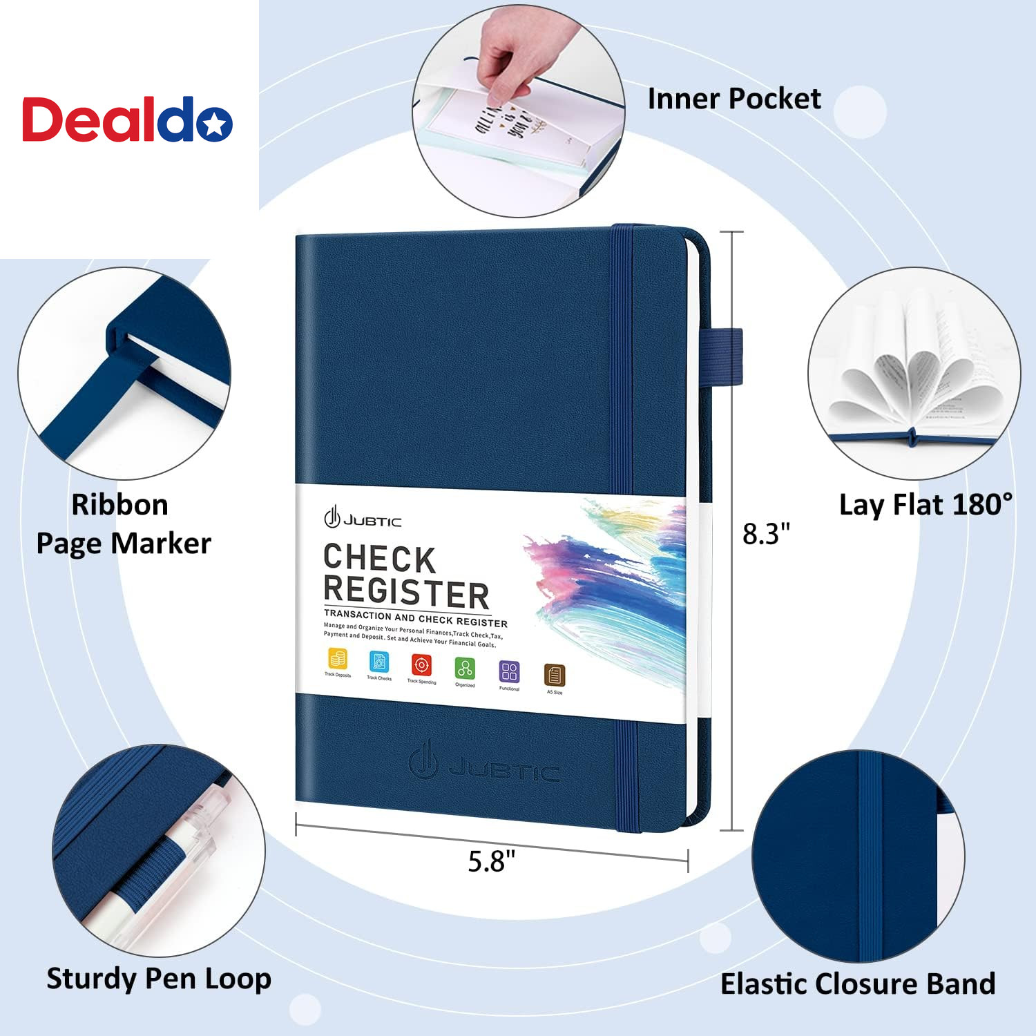 A5 Check Registers for Personal Checkbook, Ledger Transaction Registers Log Book
