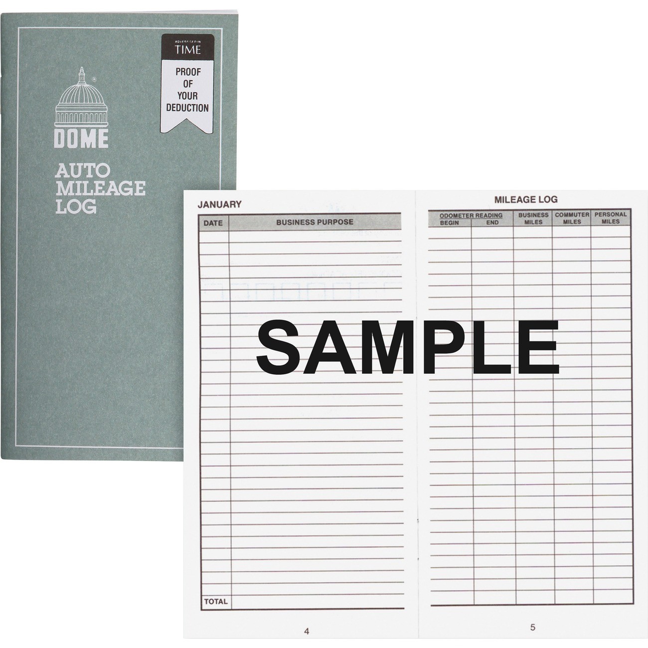 Dome Publishing DOM770 Auto Mileage Log 32 Sheets 6.25″x3.25″ White