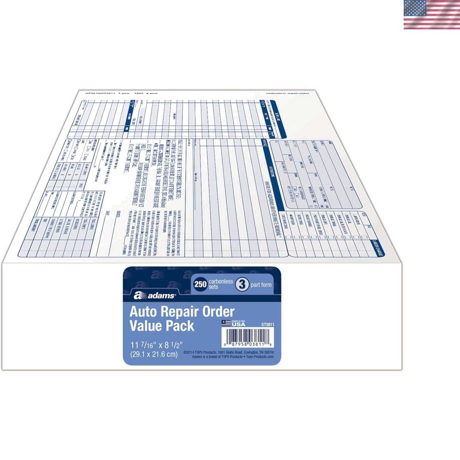 Garage Repair Order Forms, 8.5 x 11 Inch, 3 Parts, 250-Count, White and Canar…