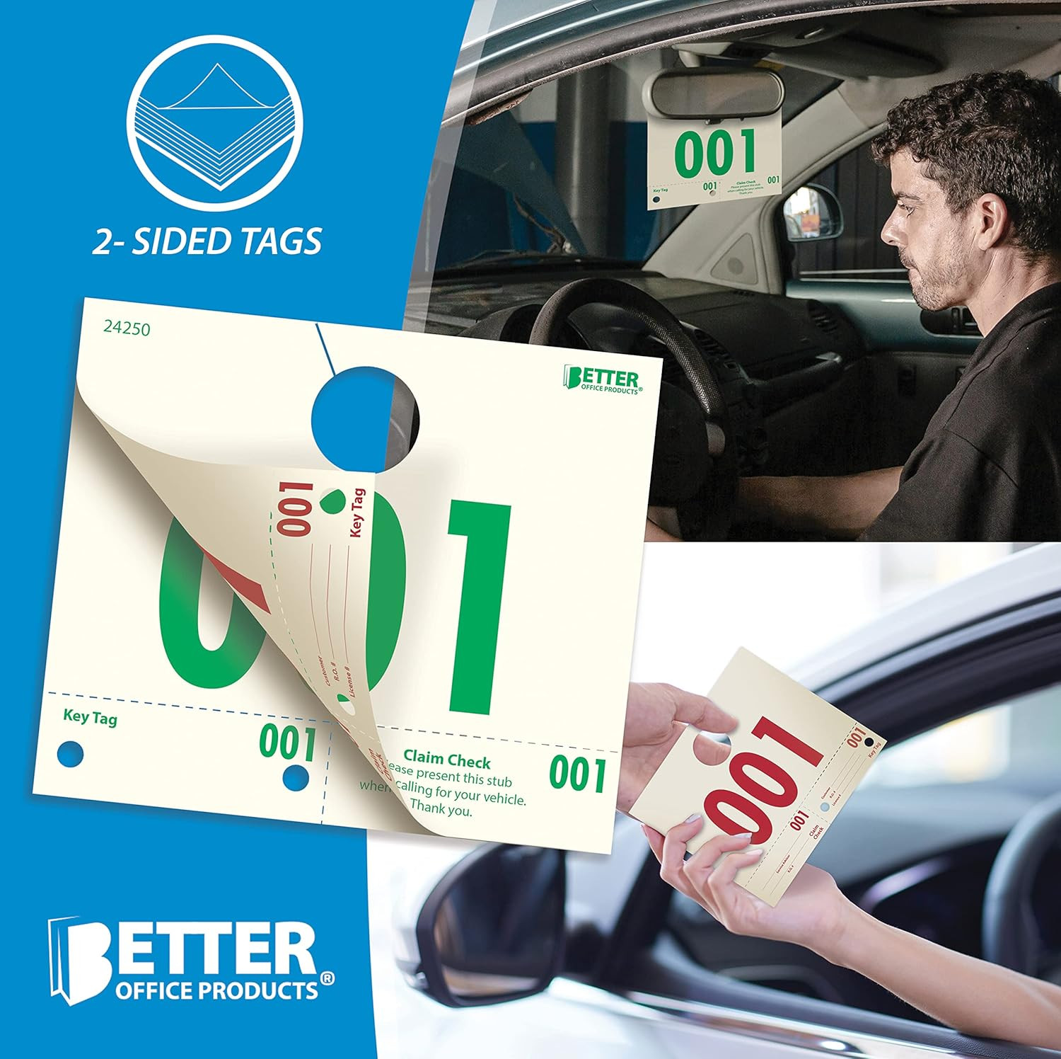 Service Dispatch Numbers, 1000 Count, Numbered 000-999, Car Repair Tags, Service