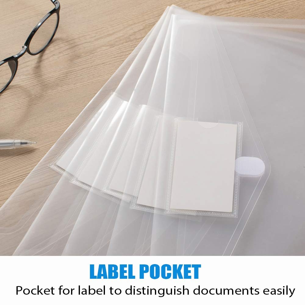 Sooez 10 Pack Plastic Envelopes File Folders, Clear Folder for Document