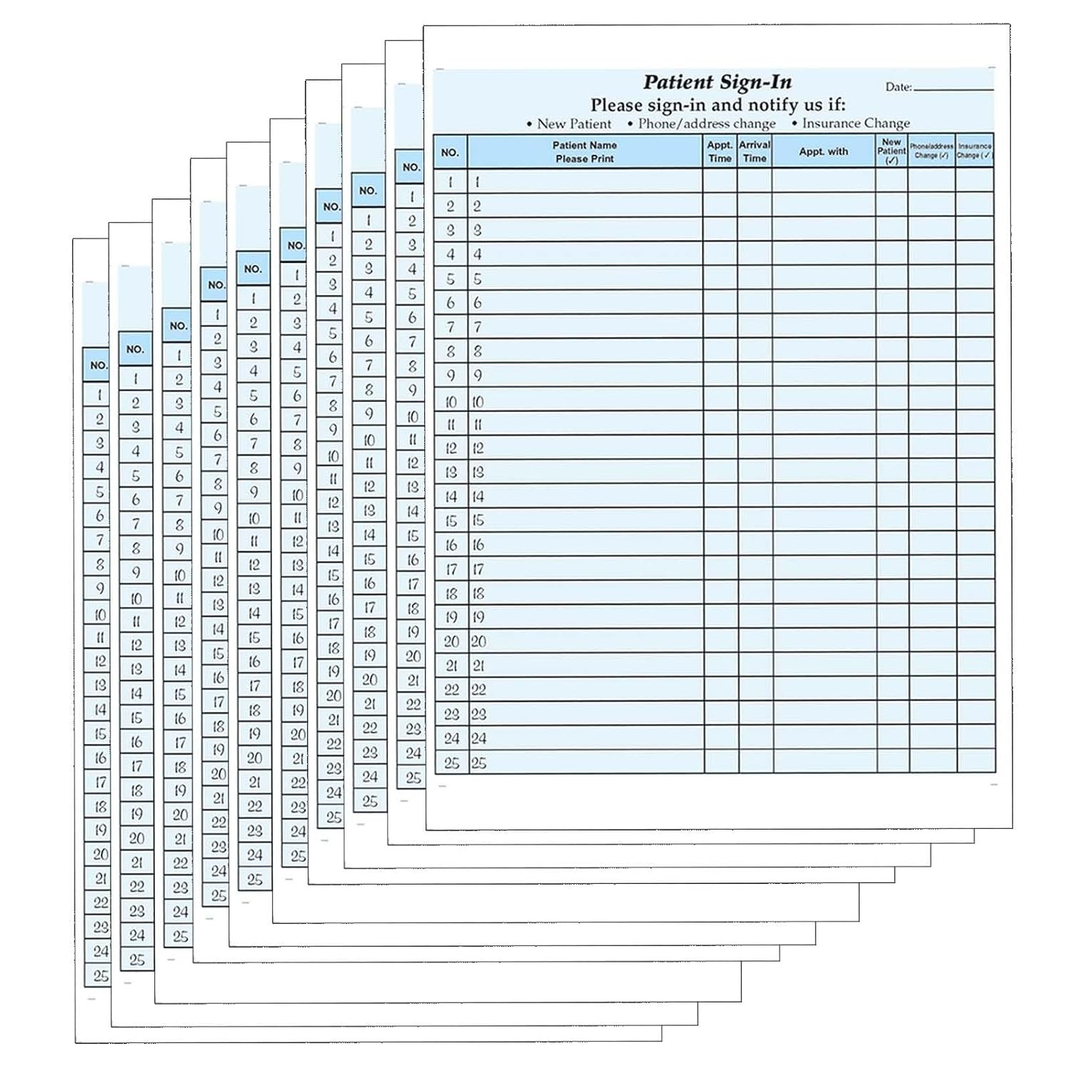 NCR HIPAA Compliant 3-Part Carbonless Medical Sign in Sheets Style 10 Patient
