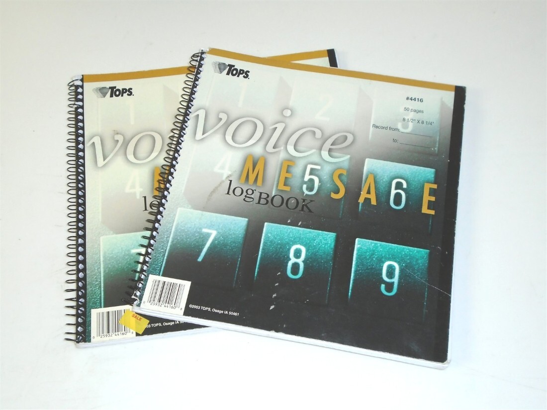 Tops #4416 Voice Message Log Book 50 Pages 8 1/2″ x 8 1/4′ – 2 PACK Spiral Books
