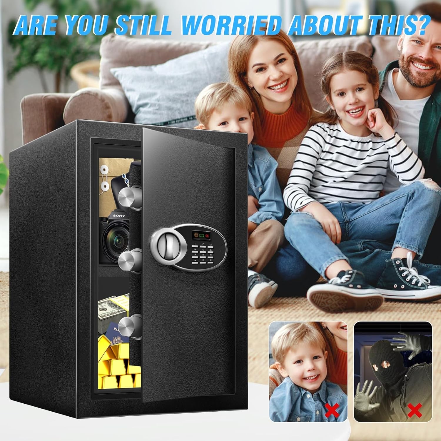 2.5 cubic foot large-capacity fireproof and waterproof document safe