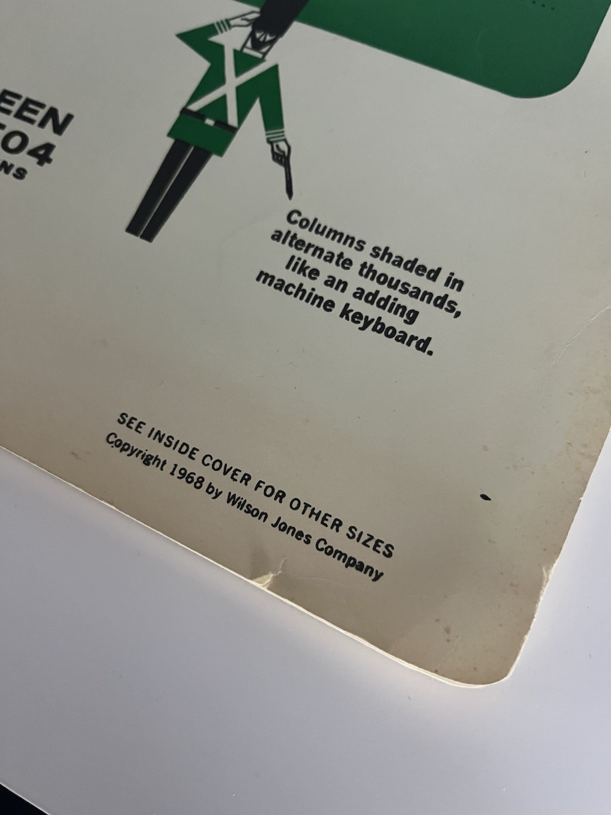 WILSON JONES Columnar Pad 1968, 50 Sheets, (Green G 7504, 4 Alt Shaded Columns)