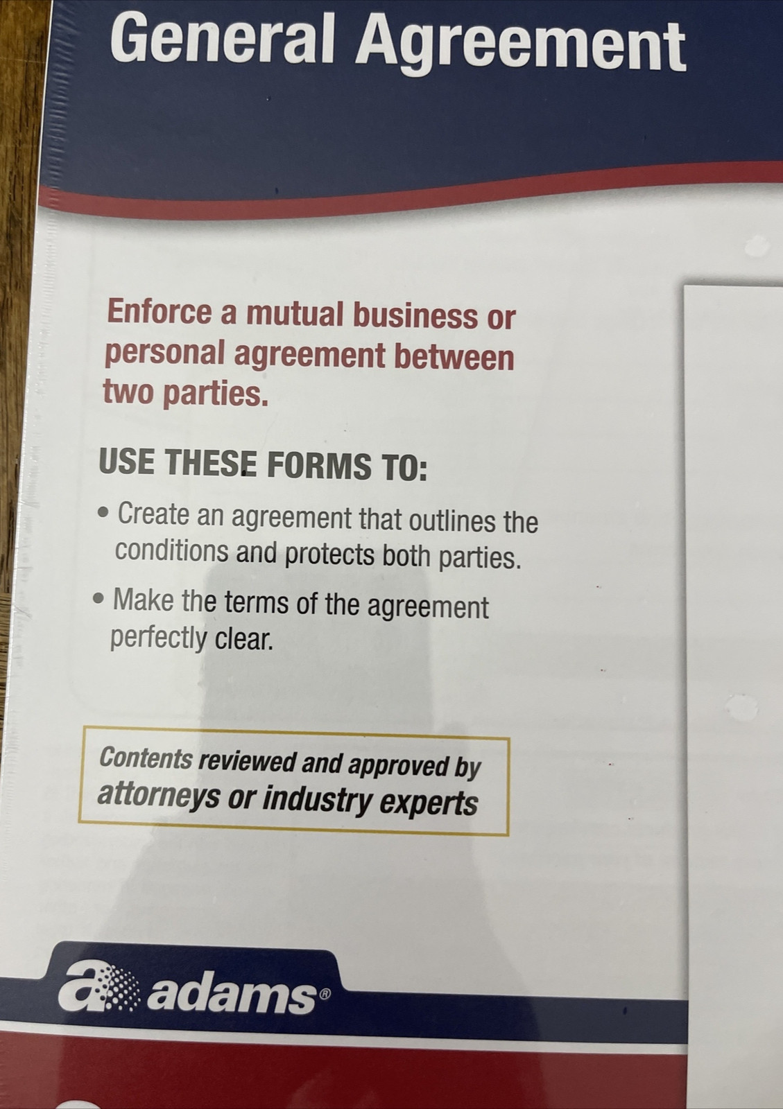 Adam’s General Agreement Forms-Brand New-SHIPS N 24 HOURS