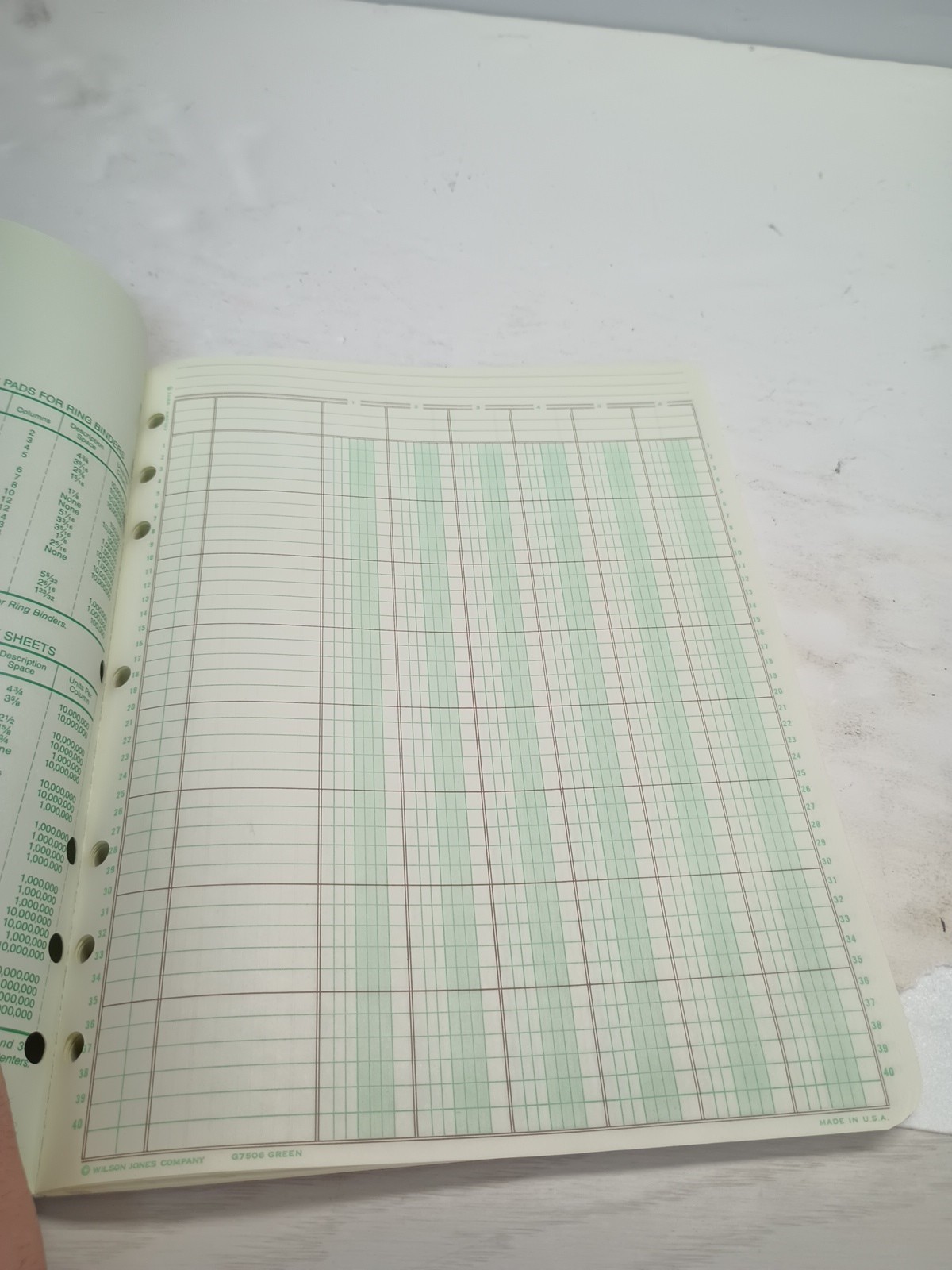 (1)NewVtg Wilson Jones 6 Column Write Columnar Pad Green 11 x 8-1/2” G7506 1968