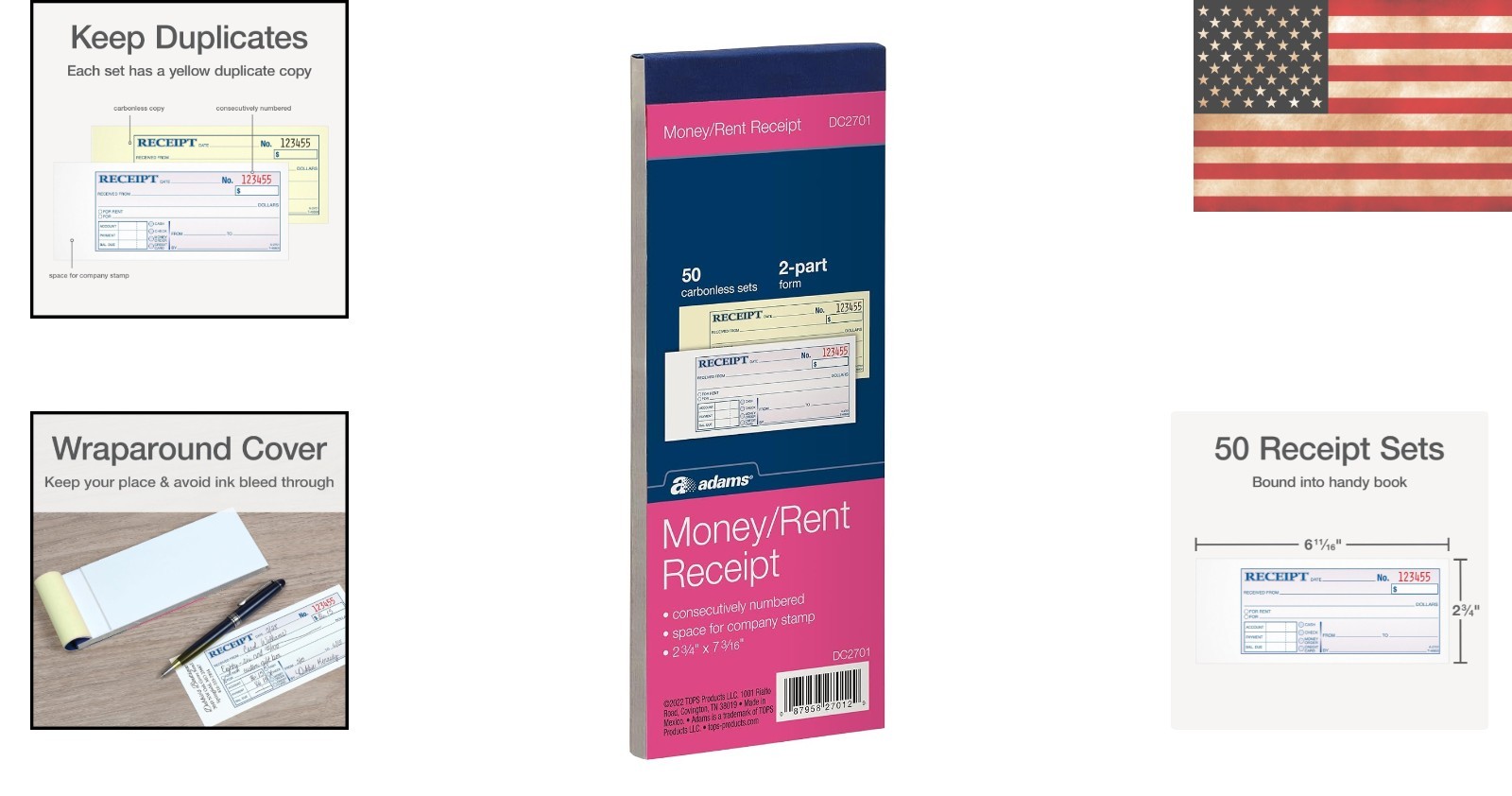 Streamlined 2-Part Carbonless Receipt Book – 50 Sets, Ideal for Small Businesses