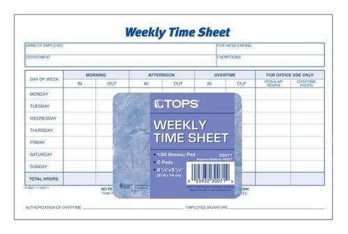 TOPS Weekly Time Sheets