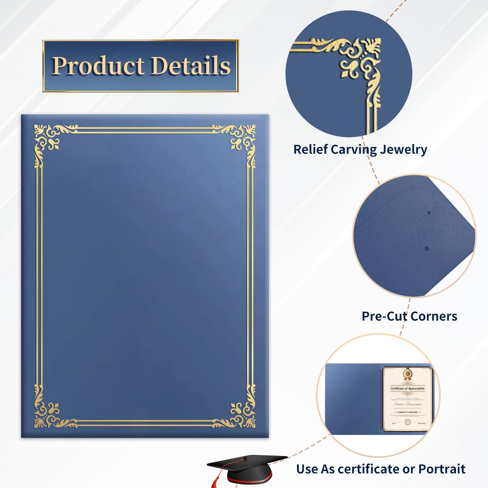 30 Packs Certificate Covers,Navy Blue Cardboard Diploma 30pcs