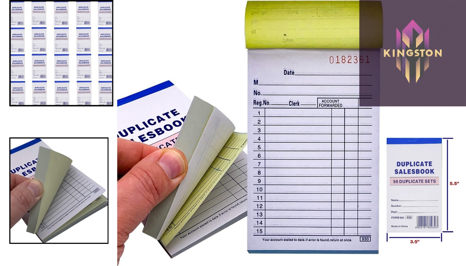 20-Pack Carbonless Sales Order Books – 3.5″ x 5.5″ for Easy Transaction Tracking
