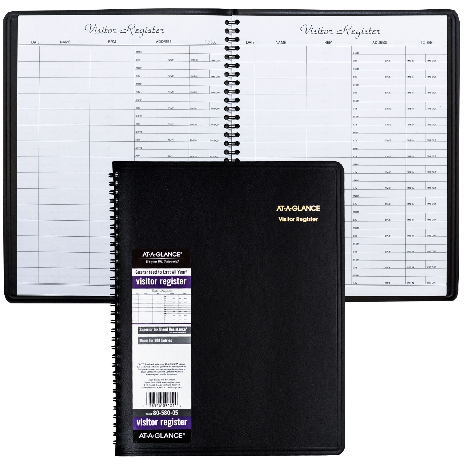 At-A-Glance 80-580, 80-580-05 Visitor Register, 8-3/8 x 10-7/8″