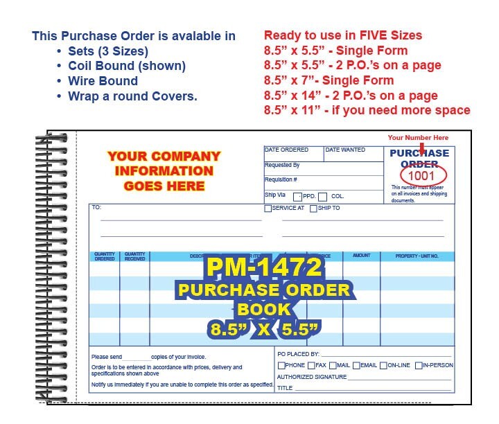PROPERTY MANAGERS PURCHASE ORDER 2 or 3 Part Carbonless Forms