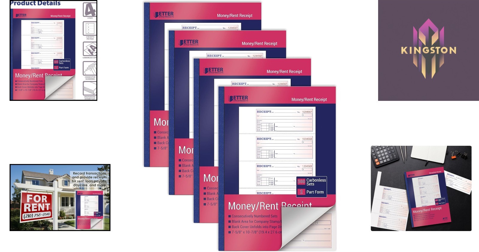 Large 4-Pack Carbonless Receipt Books – Professional 2-Part Forms, 800 Sets