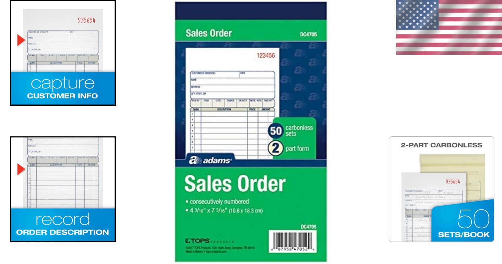 Efficient Sales Order Books – Carbonless, 50 Sets/Book, 3 Pack | Compact Size