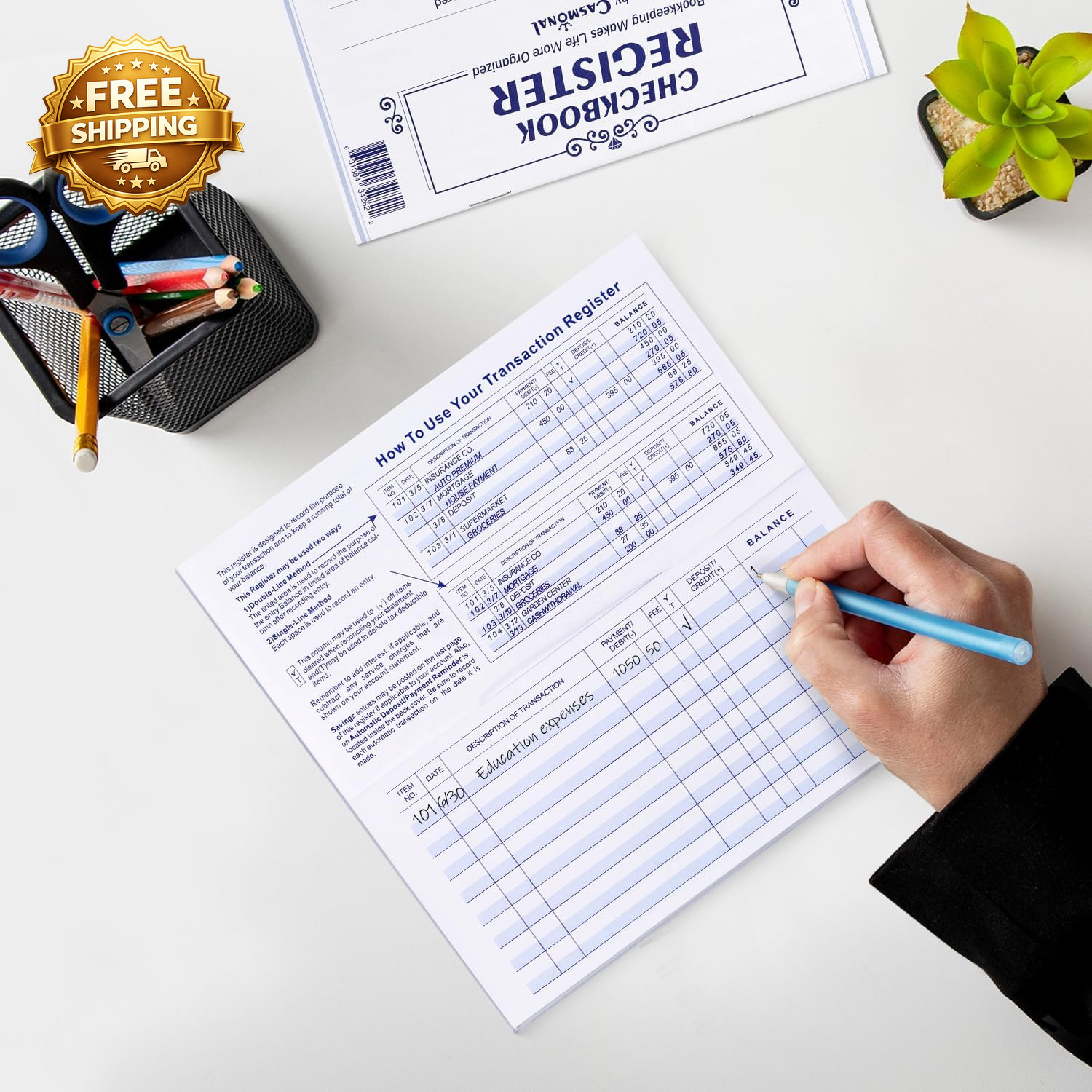 20 Pack Checkbook Register Check Registers for Personal Blank Ledger