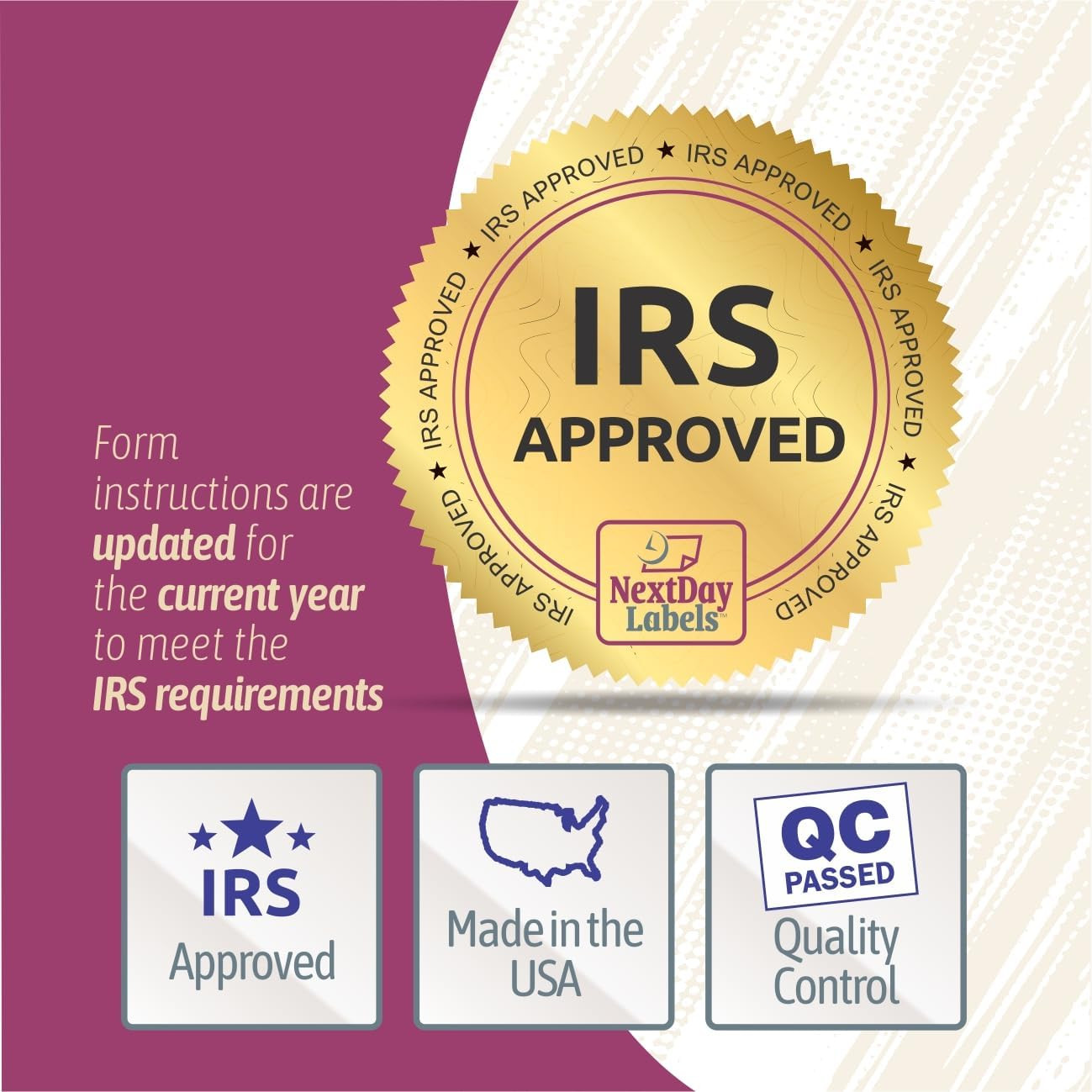 – W-2 4-Up Employee Tax Forms, Instructions on Back” for 2025, for Laser/Inkjet