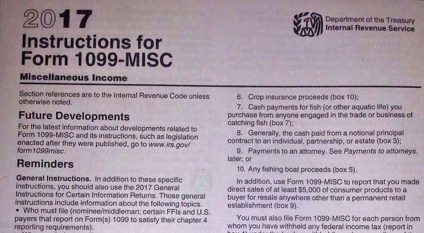 2017: 5 SHEETS 1099-MISC IRS Miscellaneous Income Tax & 3=1096 Transmittal Forms