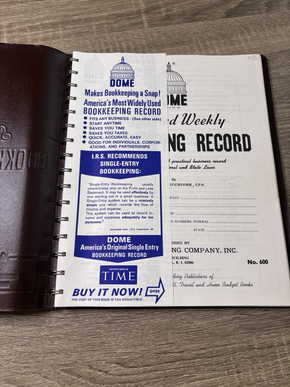 DomeSkin DOM600 Bookkeeping Record Book – Brown