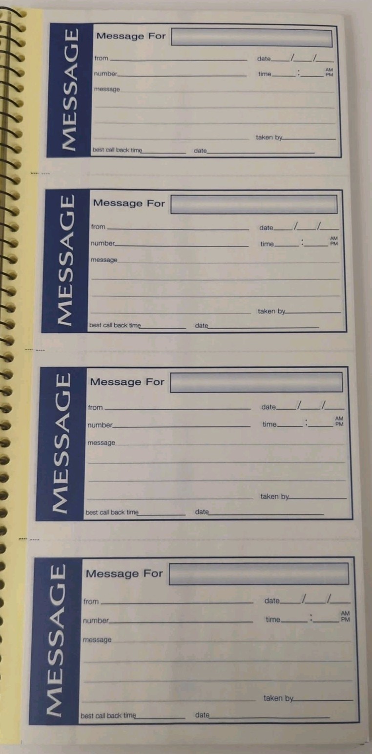Adams phone messages book, SC1153WS, Write ‘N Stick, 2 part, 200 carbonless sets