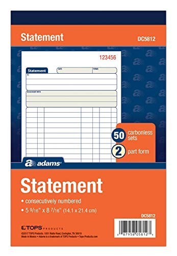 Statement Book 5-9/16 x 8-7/16 Inches 50 Sets 3 Pack Carbonless White Canary