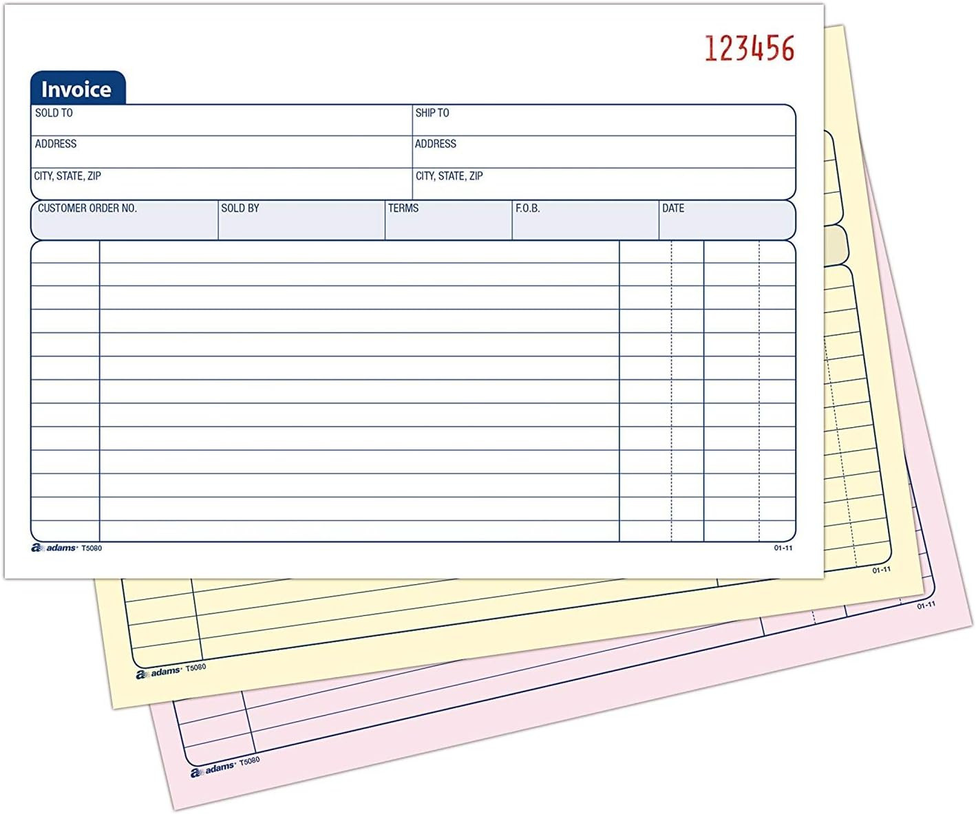 Invoice Book, 3-Part, Carbonless, 5-9/16 x 8-7/16 Inches, 50 Sets per Book (T508