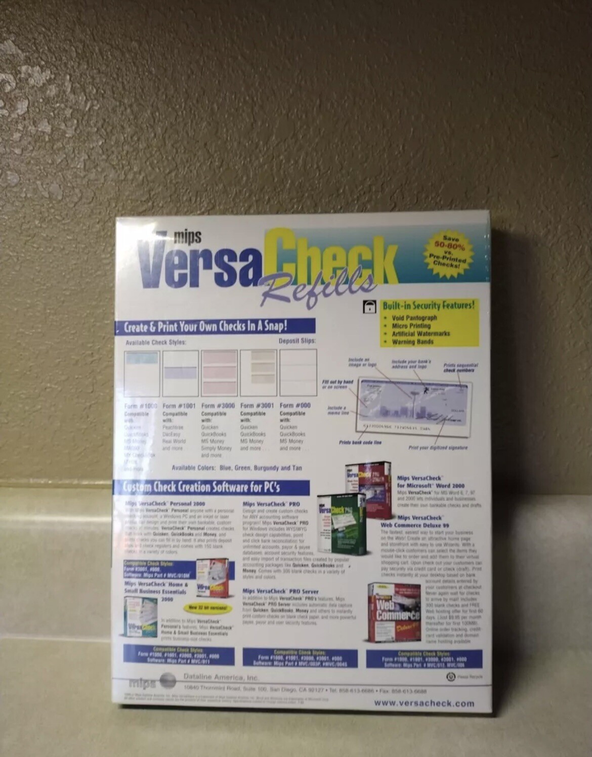VersaCheck Refills Form #3000 Color Red 1500 Total Checks Box of 500 sheets
