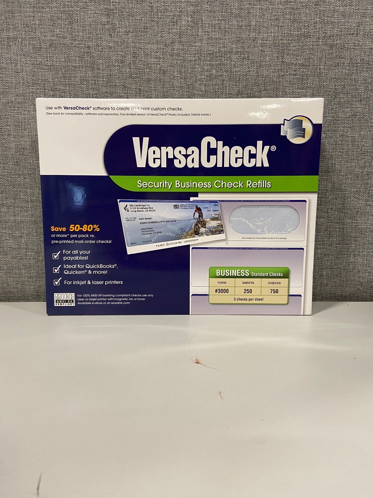 VersaCheck Security personal Check Refills 750 Standard Checks Form #3000