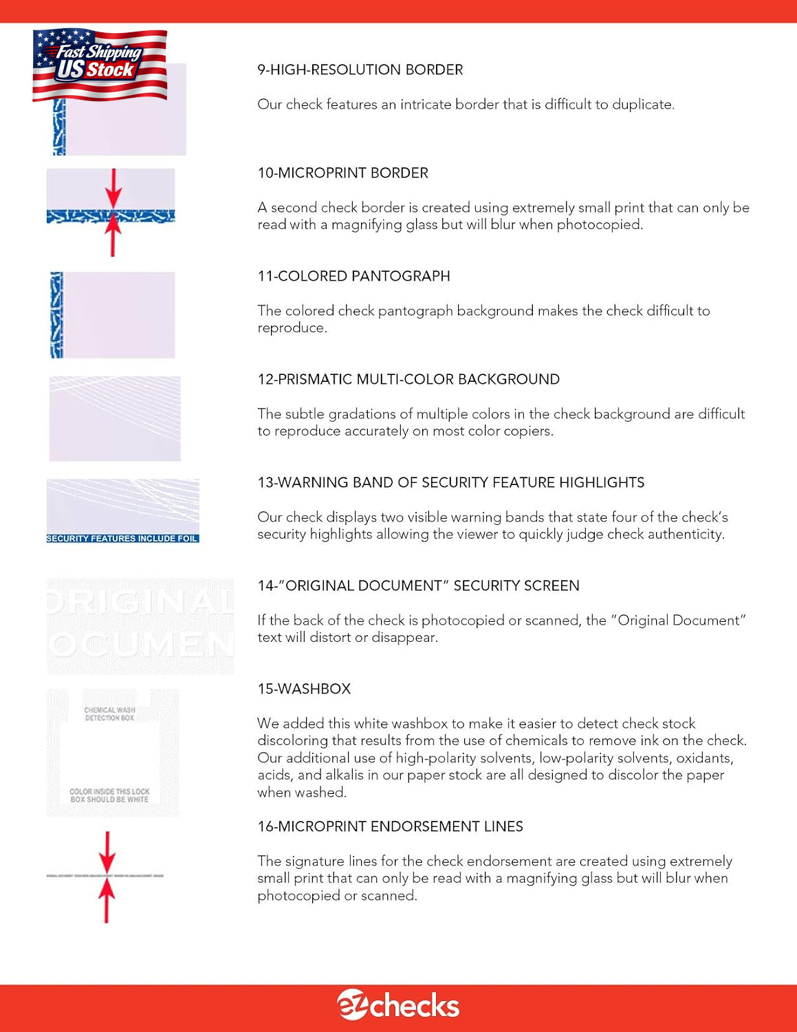 EZ Checks 3 Checks per Page Hologram High Security Laser Check Stock | 150 Sheet