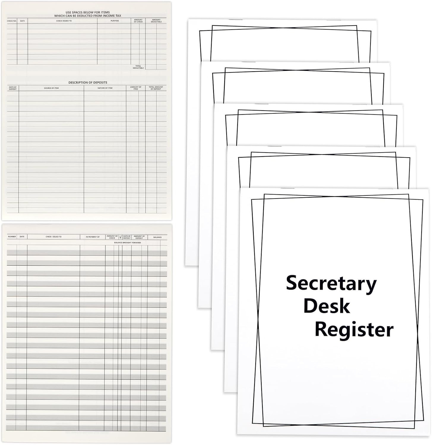 5 Pieces Checkbook Transaction Register 6.4 * 8.25inch Secretary Deskbook Che.