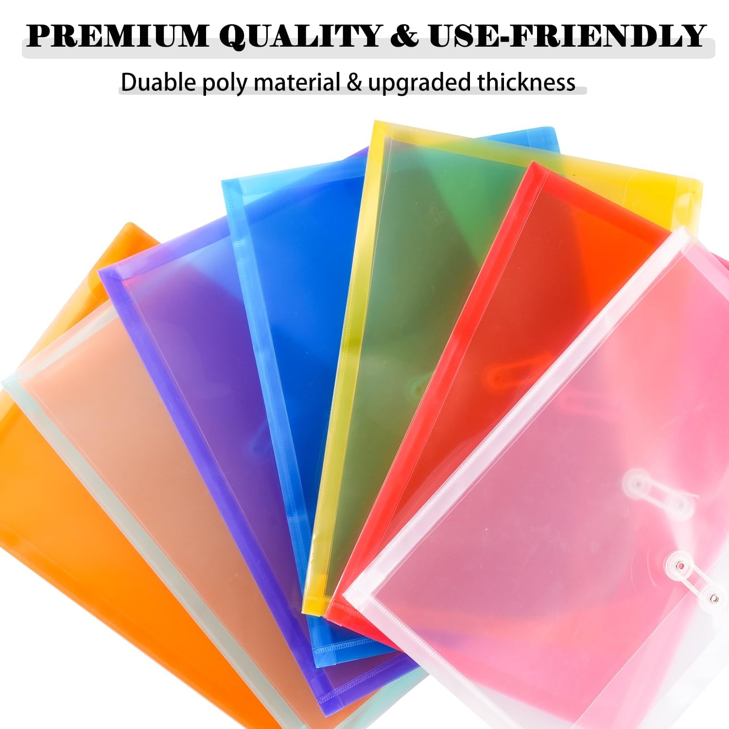 Legal Size Plastic Envelopes with String Tie Closure, 1-1/4″ Multicolor