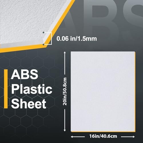 6 Pack White ABS Plastic Sheets 16″ x 20″ x 0.06″ Flexible Moldable DIY Crafts
