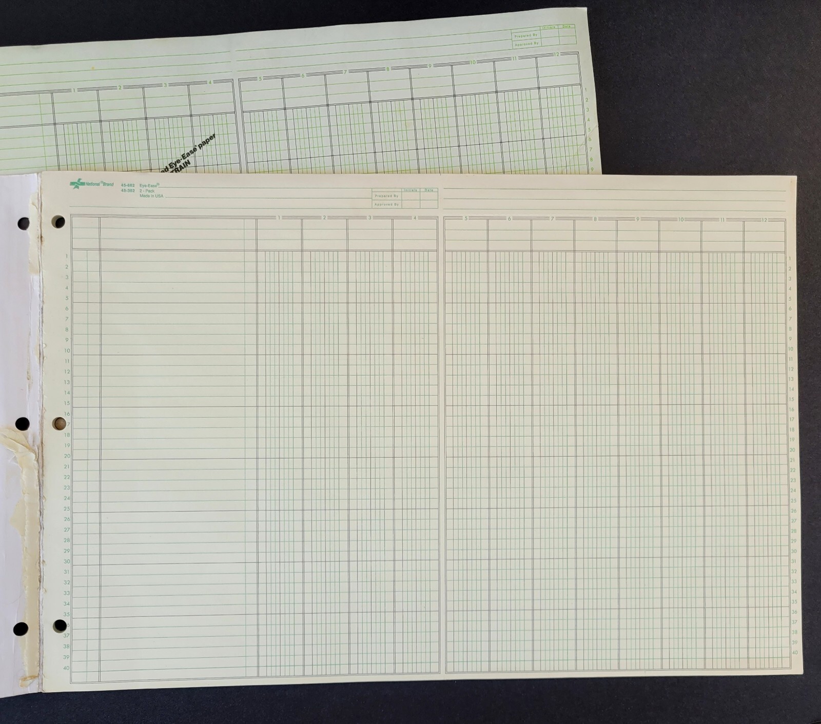 National Brand 2 Premium Analysis Pads 12 Columns 45-362 11X16 50 Sheet READ Vtg