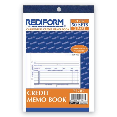 Rediform Credit Memo Book, Three-Part Carbonless, 5.5 x 7.88, 50 Forms Total
