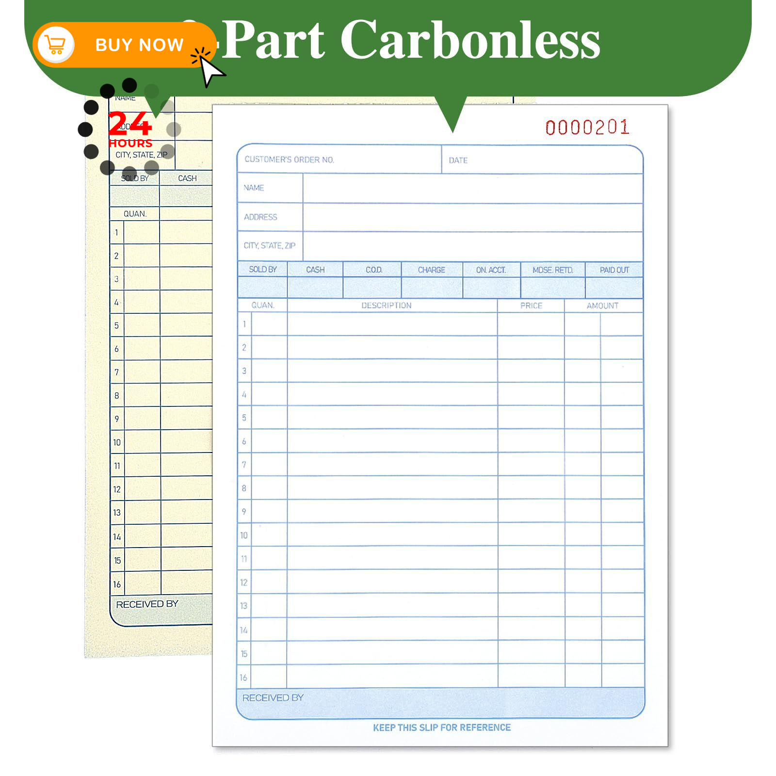 6 Pack Sales Order Book, 5-9/16 x 8-7/16″ Receipt Book with Carbon…
