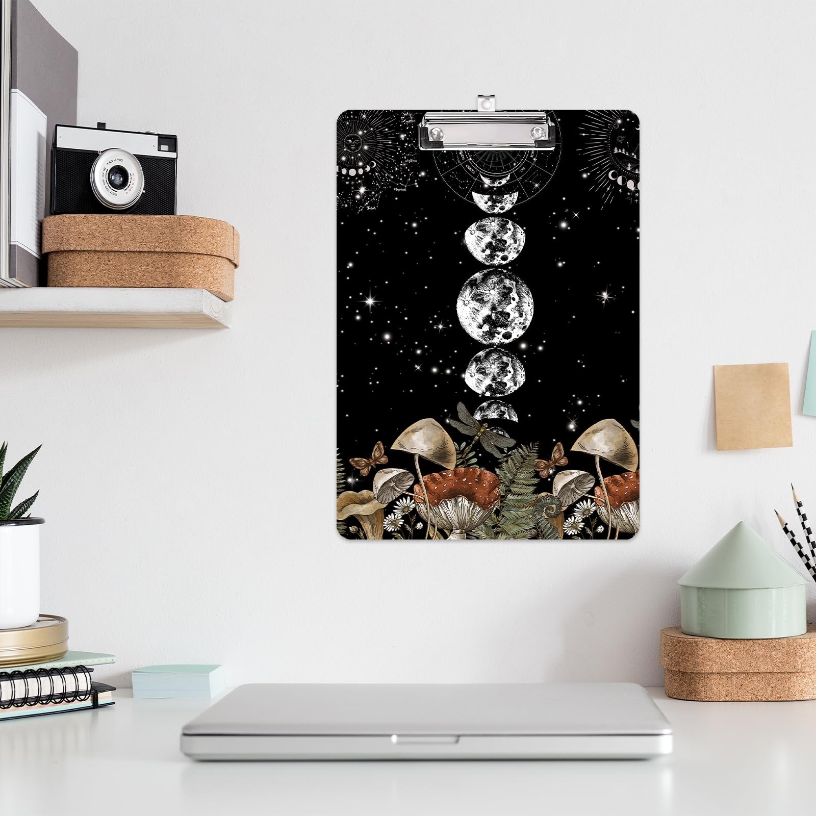 Vintage Mushroom and Moon Phase Clipboard A4