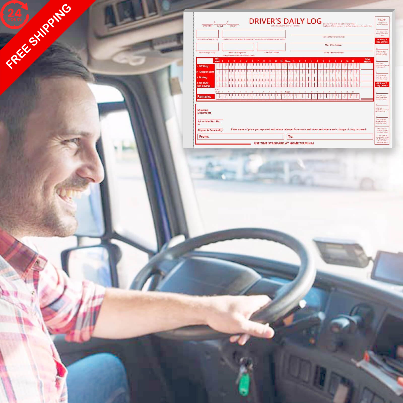 XUEJITECH 6 Pack Truck Driver Daily Log Book with 7 & 8 Day 186 Sets(6Pads)