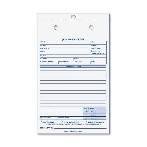 Rediform 4L456 Job Work Order Book 50 Sheets 2-Part Carbonless