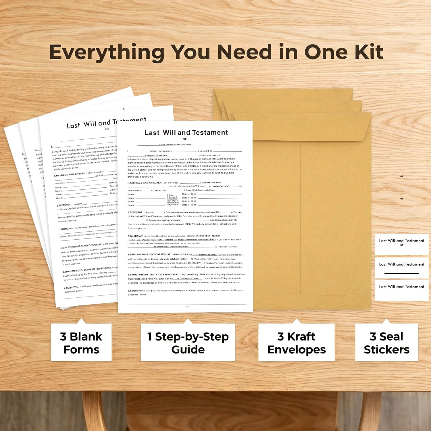 Last Will and Testament Kit, Joyfulmap Simple Forms – Includes3 Blank…